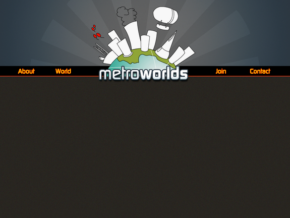 Early website design for MetroWorlds