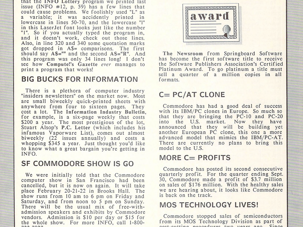 Info Issue 13 1987-01 Info Publications US 0024